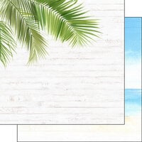 Scrapbook Customs - Vacay Collection - 12 x 12 Double Sided Paper - Corner Frond and Beach Left