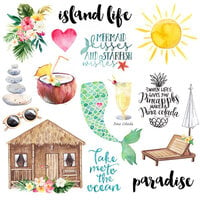 Scrapbook Customs - Vacay Collection - 12 x 12 Single Sided Paper - Island Elements