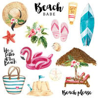 Scrapbook Customs - Vacay Collection - 12 x 12 Single Sided Paper - Beach Elements