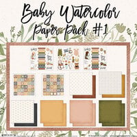 Scrapbook Customs - 12 x 12 Paper Pack - Baby Watercolor Pack 1
