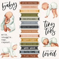 Scrapbook Customs - Baby Watercolor Collection - 12 x 12 Single Sided Paper - Cut-Outs- Babies and Phrases 1