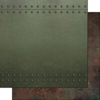 Scrapbook Customs - 12 x 12 Double Sided Paper - Green and Rust Metal