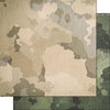 Scrapbook Customs - 12 x 12 Double Sided Paper - Grunge Tan and Green Camo