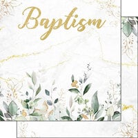 Scrapbook Customs - 12 x 12 Double Sided Paper - Baptism - Eucalyptus and Gold