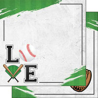 Scrapbook Customs - 12 x 12 Double Sided Paper - Baseball Love