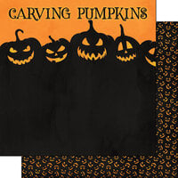 Scrapbook Customs - Halloween - 12 x 12 Double Sided Paper - Carving Pumpkins