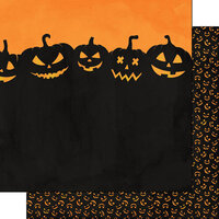 Scrapbook Customs - Halloween - 12 x 12 Double Sided Paper - Carving Pumpkins Comp