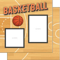 Scrapbook Customs - 12 x 12 Double Sided Paper - Basketball Left Quick Page
