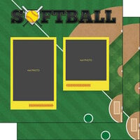 Scrapbook Customs - 12 x 12 Double Sided Paper - Softball Left Quick Page
