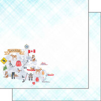 Scrapbook Customs - 12 x 12 Double Sided Paper - Canada Map Icons