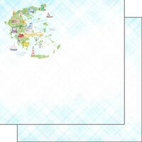 Scrapbook Customs - 12 x 12 Double Sided Paper - Greece Map Icons
