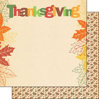 Scrapbook Customs - 12 x 12 Double Sided Paper - Thanksgiving Title Turkey