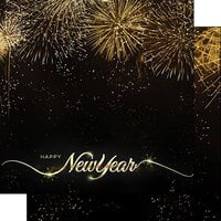 Scrapbook Customs - 12 x 12 Double Sided Paper - New Year Gold Fireworks
