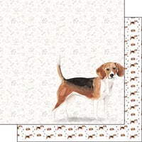 Scrapbook Customs - 12 x 12 Double Sided Paper - Beagle Watercolor