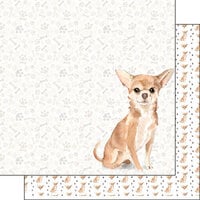 Scrapbook Customs - 12 x 12 Double Sided Paper - Chihuahua Watercolor