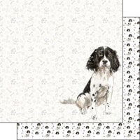 Scrapbook Customs - 12 x 12 Double Sided Paper - English Springer Spaniel Black Watercolor