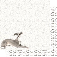 Scrapbook Customs - 12 x 12 Double Sided Paper - Italian Greyhound Watercolor