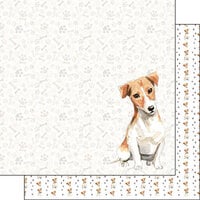 Scrapbook Customs - 12 x 12 Double Sided Paper - Jack Russell Terrier Watercolor
