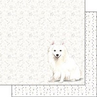 Scrapbook Customs - 12 x 12 Double Sided Paper - Japanese Spitz Watercolor