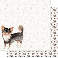 Scrapbook Customs - 12 x 12 Double Sided Paper - Long Haired Chihuahua Watercolor