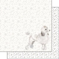 Scrapbook Customs - 12 x 12 Double Sided Paper - Poodle White Watercolor
