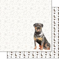 Scrapbook Customs - 12 x 12 Double Sided Paper - Rottweiler Watercolor