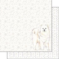 Scrapbook Customs - 12 x 12 Double Sided Paper - Samoyed Watercolor