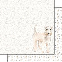 Scrapbook Customs - 12 x 12 Double Sided Paper - Wheaten Terrier Watercolor