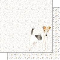 Scrapbook Customs - 12 x 12 Double Sided Paper - Wire Haired Fox Terrier Watercolor