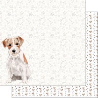 Scrapbook Customs - 12 x 12 Double Sided Paper - Wire Haired Jack Russell Terrier Watercolor