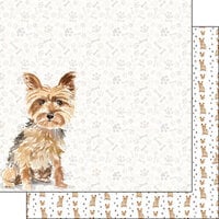 Scrapbook Customs - 12 x 12 Double Sided Paper - Yorkshire Terrier Watercolor