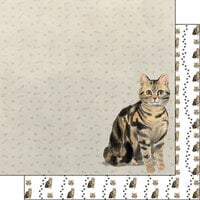 Scrapbook Customs - 12 x 12 Double Sided Paper - American Short Hair Brown Tabby Watercolor