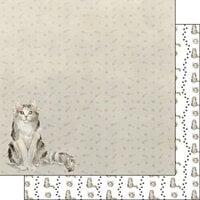 Scrapbook Customs - 12 x 12 Double Sided Paper - Ragamuffin Cat Watercolor