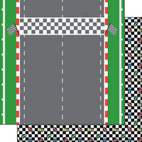 Scrapbook Customs - 12 x 12 Double Sided Paper - Race Track Checkered