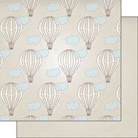 Scrapbook Customs - 12 x 12 Double Sided Paper - Hot Air Balloons Tan