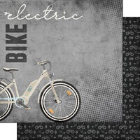 Scrapbook Customs - 12 x 12 Double Sided Paper - Electric Bike Grunge