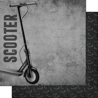 Scrapbook Customs - 12 x 12 Double Sided Paper - Scooter Grunge