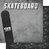 Scrapbook Customs - 12 x 12 Double Sided Paper - Skateboard Grunge