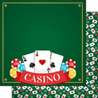 Scrapbook Customs - 12 x 12 Double Sided Paper - Casino Cards and Chips