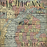 Scrapbook Customs - United States Collection - 12 x 12 Single Sided Paper - Michigan Map