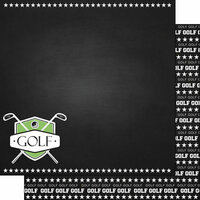 Scrapbook Customs - Sports Collection - 12 x 12 Double Sided Paper - Chalkboard Sports - Golf