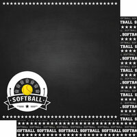 Scrapbook Customs - Sports Collection - 12 x 12 Double Sided Paper - Chalkboard Sports - Softball