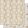 Scrapbook Customs - Burlap and Lace Collection - 12 x 12 Double Sided Paper - Damask