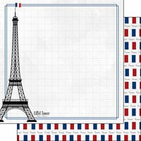 Scrapbook Customs - Adventure Collection - 12 x 12 Double Sided Paper - Paris Eiffel Tower
