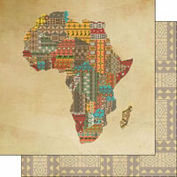 Scrapbook Customs - African Safari Collection - 12 x 12 Double Sided Paper - Africa Shape