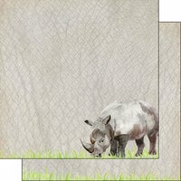 Scrapbook Customs - African Safari Collection - 12 x 12 Double Sided Paper - Rhino