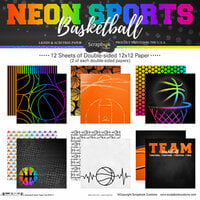 Scrapbook Customs - Neon Sports Collection - 12 x 12 Paper Pack - Basketball
