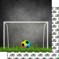 Scrapbook Customs - Neon Sports Collection - 12 x 12 Double Sided Paper - Soccer 01