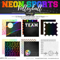 Scrapbook Customs - Neon Sports Collection - 12 x 12 Paper Pack - Volleyball