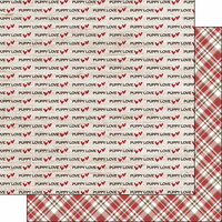 Scrapbook Customs - Puppy Love Collection - 12 x 12 Double Sided Paper - Plaid